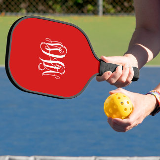 DIY BG Red White Greek Key Vine Monogram Schriftar Pickleball Schläger