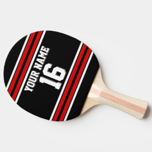 DIY BG Schwarz Rot Team Trikot Benutzerdefinierte Tischtennis Schläger