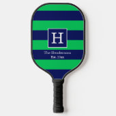 DIY BG Strip Frame Name Monogram Blue SV Emerald Pickleball Schläger (Vorderseite)