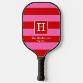DIY BG Strip Frame Name Monogram Red SV Hot Pink Pickleball Schläger (Rückseite)