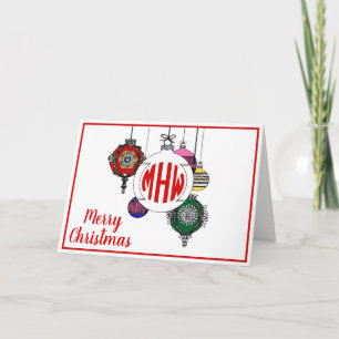 DIY BG Weihnachtsbaumanhänger Roter Kreis Monogram Feiertagskarte