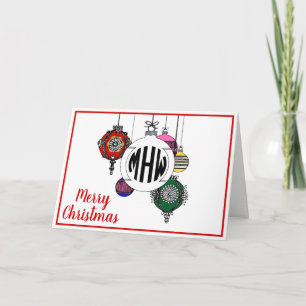 DIY BG Xmas Ornamente Black Circle Monogram Schrif Feiertagskarte