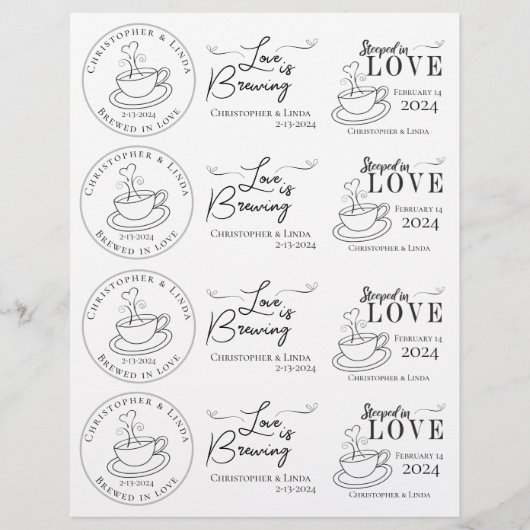 DIY Black and White Wedding Tea Bag (Vorderseite)