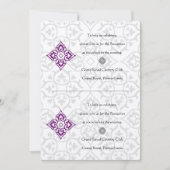 DIY Black Damask Plum Hearts Empfang Einladung (Vorderseite)