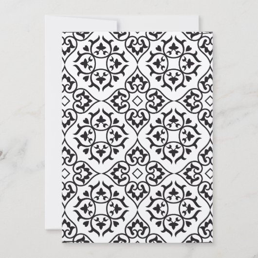 DIY Black Damask Plum Hearts Empfang Einladung (Rückseite)