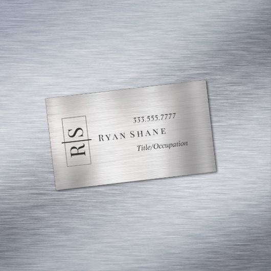 DIY Black Monogram in Box, Name Brushed Silver Vs2 Magnetische Visitenkarte (Beispiel)