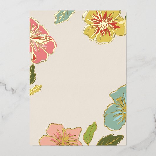 DIY Blank Aloha Hawaiianische Blume mit Gold Folieneinladung (Vorderseite)