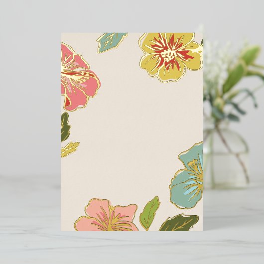 DIY Blank Aloha Hawaiianische Blume mit Gold Folieneinladung (Stehend vorne)