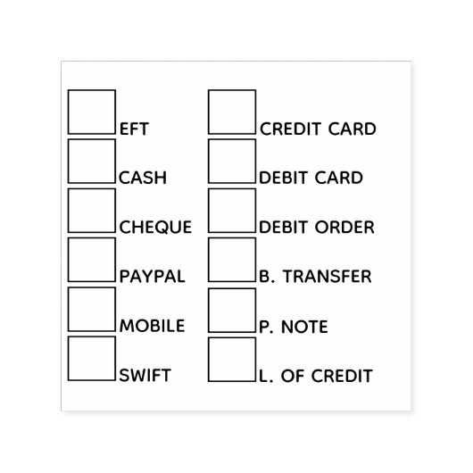 DIY Business Banking Zahlungsmethoden 12 Checklist Permastempel (Design)