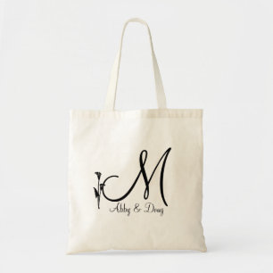 DIY Calla Lilie Logo mit Monogramm Tragetasche