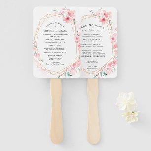 DIY Chic Pink Cherry Blossom Hochzeitsprogramm Fächer