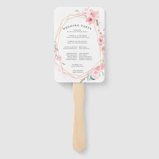 DIY Chic Pink Cherry Blossom Hochzeitsprogramm Fächer (Rückseite)