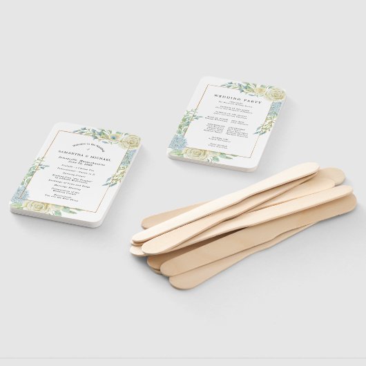 DIY Chic Rose Hydrangea Wedding Program Fächer (Non-assembled)