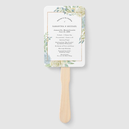 DIY Chic Rose Hydrangea Wedding Program Fächer (Vorderseite)