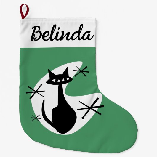 DIY Christmas Strumpf - Atomzeitkatzenkatze Sterne Großer Weihnachtsstrumpf (Vorderseite)