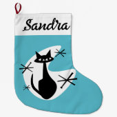 DIY Christmas Strumpf - Atomzeitkatzenkatze Sterne Großer Weihnachtsstrumpf (Vorderseite)