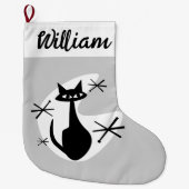 DIY Christmas Strumpf - Atomzeitkatzenkatze Sterne Großer Weihnachtsstrumpf (Vorderseite)