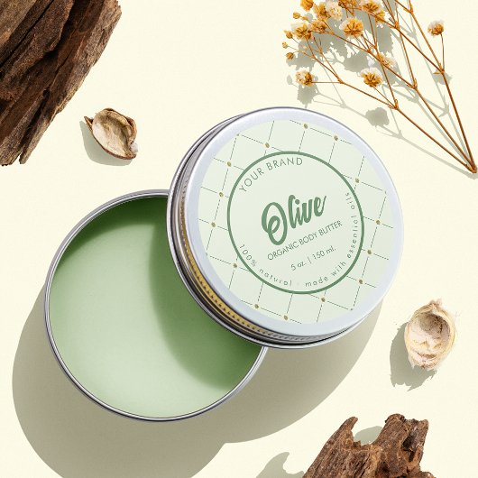 DIY Circle Cosmetic Jar Label in Retro Green Runder Aufkleber