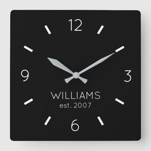 DIY Clock | Benutzerdefinierte Farbe, Name, Text Quadratische Wanduhr (Vorderseite)