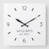 DIY Clock | Benutzerdefinierte Farbe, Name, Text Quadratische Wanduhr (Vorderseite)
