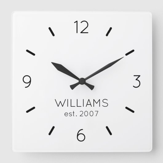 DIY Clock | Benutzerdefinierte Farbe, Name, Text Quadratische Wanduhr (Vorderseite)