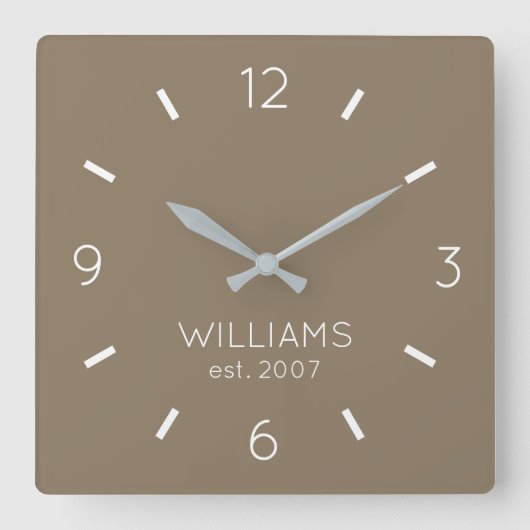 DIY Clock | Benutzerdefinierte Farbe, Name, Text Quadratische Wanduhr (Vorderseite)