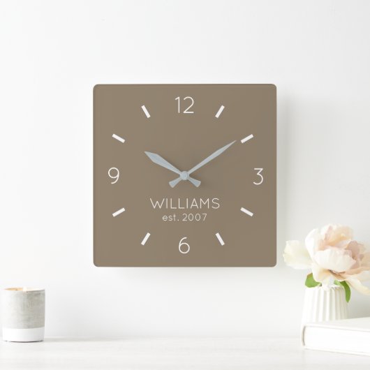 DIY Clock | Benutzerdefinierte Farbe, Name, Text Quadratische Wanduhr (Zuhause)