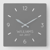 DIY Clock | Benutzerdefinierte Farbe, Name, Text Quadratische Wanduhr (Vorderseite)