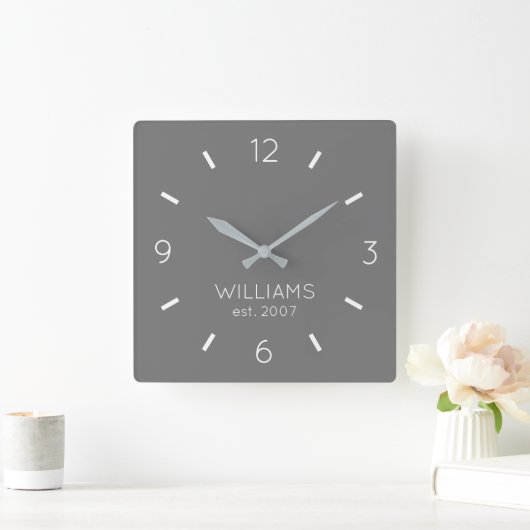 DIY Clock | Benutzerdefinierte Farbe, Name, Text Quadratische Wanduhr (Zuhause)