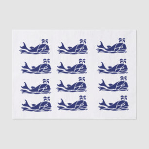 DIY Color Vintag Whale Spout Silhouette Blue Tis Seidenpapier