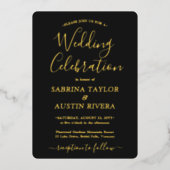 DIY Color Wedding Celebration Foto Black Elegant Folieneinladung (Vorderseite)