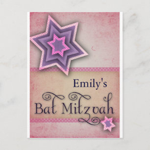 DIY Colorful Bat Mitzvah Design Postkarte