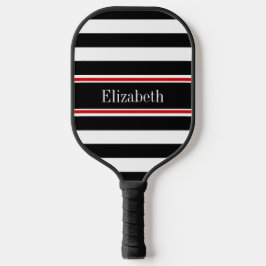 DIY Colors Blac Stripes Black Red Ribbon BG S Pickleball Schläger