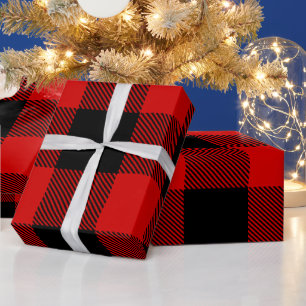 DIY Colors Buffalo Kariert Tartan HG SV Black Red Geschenkpapier