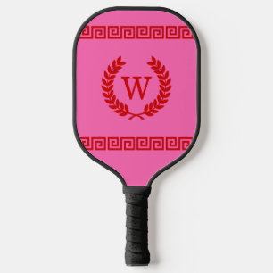 DIY Colors Greek Key S Laurel Monogm Red Hot Pnk S Pickleball Schläger