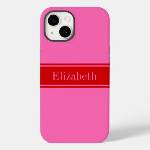 DIY Colors Hot Pink, Red Ribbon Name Monogram S Case-Mate iPhone 14 Hülle