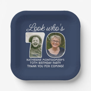 DIY Colors ・ Look Who's 70 Birthday Party 2 Foto Pappteller