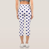 DIY Colors Polka Dot Pattern Navy White Capri Leggings (Rückseite)