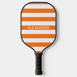 DIY Colors Pumpkin White Stripes Name Monogram S Pickleball Schläger