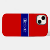 DIY Colors Red, Navy Ribbon Name Monogram S Case-Mate iPhone Hülle (Rückseite (Horizontal))