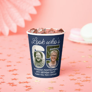 DIY Colors ・ Schauen Sie, wer 65 Geburtstagsparty Pappbecher