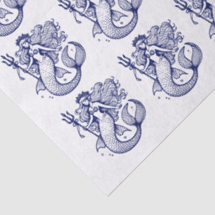 DIY Colors Sinnlich Mermaid Holding Trident Blue Seidenpapier