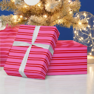 DIY Colors Uneven Stripes #2 SV Hot Pink Red Geschenkpapier