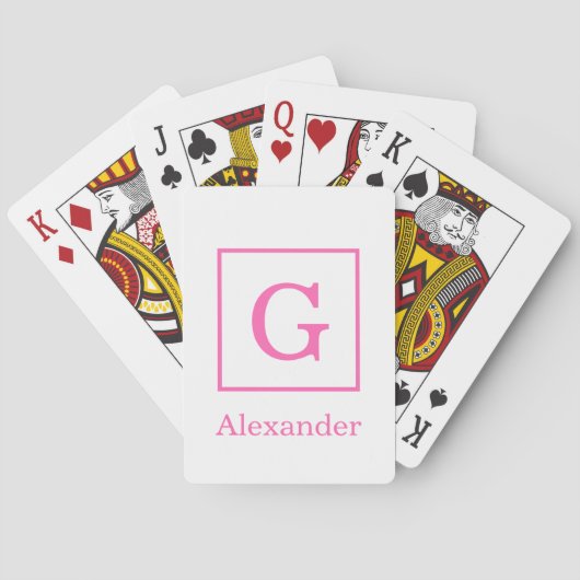 DIY Colors White Hot Pink Gerahmt Init Monogram SV Spielkarten (Rückseite)