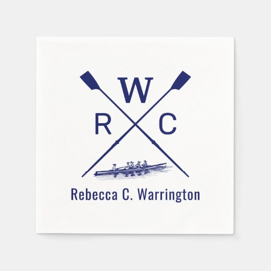 DIY Colors Women Rowing Crew Blades Boat Initial N Serviette (Vorderseite)