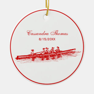 DIY Colors Women Rowing Rowers Crew Team Red Keramik Ornament