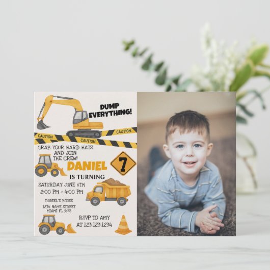 DIY Construction Birthday Einladungen (Stehend Vorderseite)