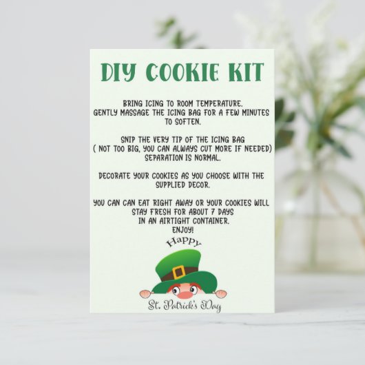 DIY COOKIE KIT ANWEISUNGEN, ST PATRICKS DAY DANKESKARTE (Stehend Vorderseite)