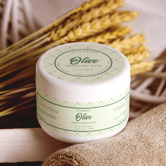 DIY Cosmetic Jar Wrap-Around Label in Retro Green Wasserflaschenetikett