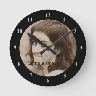 DIY Create Your Own Black | Personalized Photo Runde Wanduhr